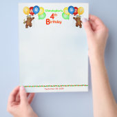 4e Verjaardagsfeest Royal Bear Scrapbook Papier 2 Flyer (Hand)