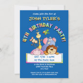 4e verjaardagsfeest Voeg een foto toe Dierenuitnod Kaart (Voorkant)