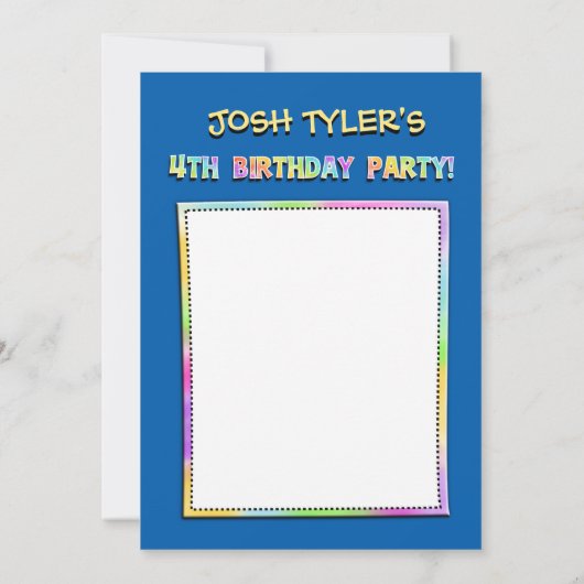 4e verjaardagsfeest Voeg een foto toe Dierenuitnod Kaart (Achterkant)