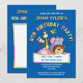 4e verjaardagsfeest Voeg een foto toe Dierenuitnod Kaart (Voorkant / Achterkant)