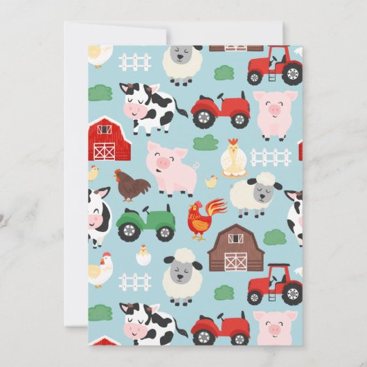 4e verjaardagsfeestje Boerderij Dieren Verjaardag Kaart (Achterkant)