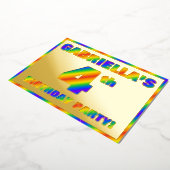 4e verjaardagsfeestje — Leuk, Rainbow Spectrum "4" Folie Uitnodiging (Gedraaid)