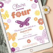 4e verjaardagsfeestje Retro Butterfly Verjaardag Kaart