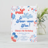 4e verjaardagsfeestje uitnodiging - 4 juli (Staand voorkant)