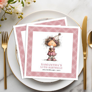 4e Verjaardagsfeestje Whimsy Grappig Meisje Roze S Servet
