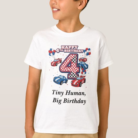 4e verjaardagsraceauto gepersonaliseerd Two Fast T-shirt (Voorkant)