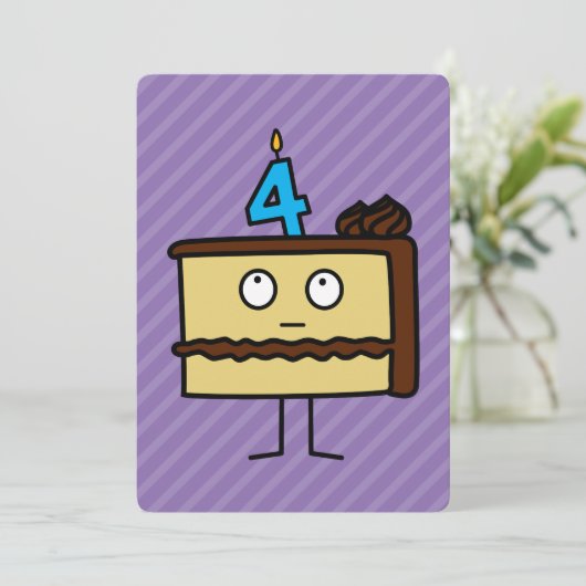 4e verjaardagstaart met kaarsen kaart (Staand voorkant)