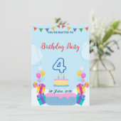 4e verjaardagsuitnodiging - Adorably Fun Party Kaa Kaart (Staand voorkant)