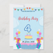 4e verjaardagsuitnodiging - Adorably Fun Party Kaa Kaart (Voorkant)