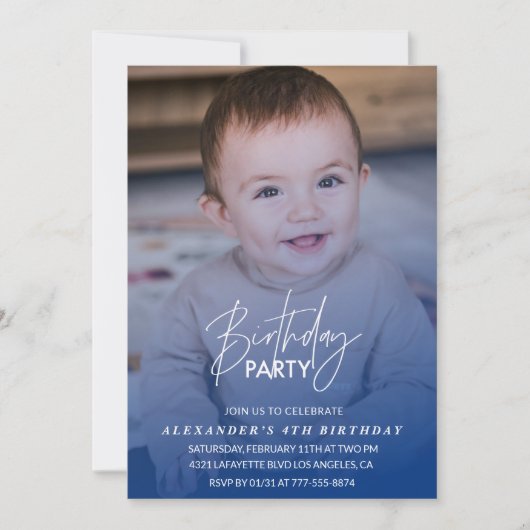 4e verjaardagsuitnodiging Verjaardagsfeest Fotojon Kaart (Voorkant)