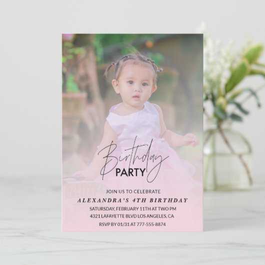 4e verjaardagsuitnodiging Verjaardagsfeestje Foto  Kaart (Staand voorkant)