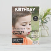 4e verjaardagsuitnodiging voor hem Magazine Hoesje Kaart (Staand voorkant)