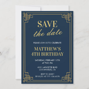 4e verjaardagsuitnodigingen Jongen Save the date N Kaart