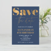 4e verjaardagsuitnodigingen Save the date Goud Mar Kaart (Staand voorkant)