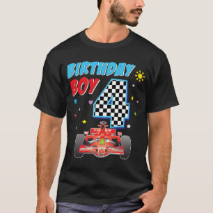 4e vierde gelukkige verjaardag racejongen 4 jaar o t-shirt