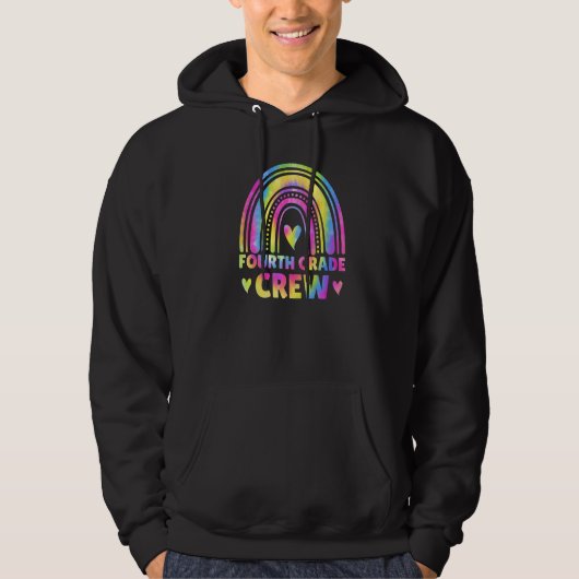 4e Vierde Klas Crew Leraar Tie Dye Terug Naar Scho Hoodie (Voorkant)
