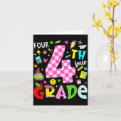 4e vierde klas retro kleurrijke terug naar school kaart (Gele Bloem)