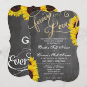 4Ever Love Chalkboard Sunflower Weduwninguitnodigi Kaart (Voorkant / Achterkant)