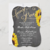 4Ever Love Chalkboard Sunflower Weduwninguitnodigi Kaart (Voorkant)