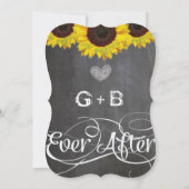 4Ever Love Chalkboard Sunflower Weduwninguitnodigi Kaart (Achterkant)
