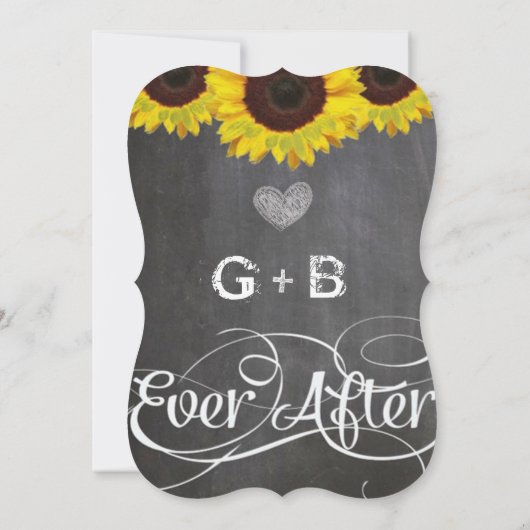 4Ever Love Chalkboard Sunflower Weduwninguitnodigi Kaart (Achterkant)