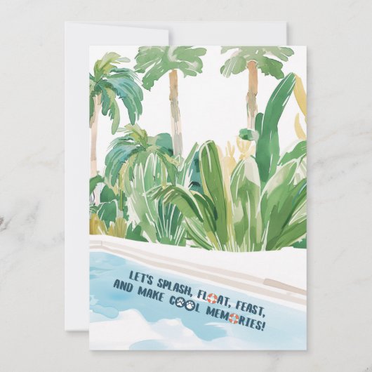 4Ever Wilde Dieren Zwembad Party Verjaardag uitnod Kaart (Achterkant)