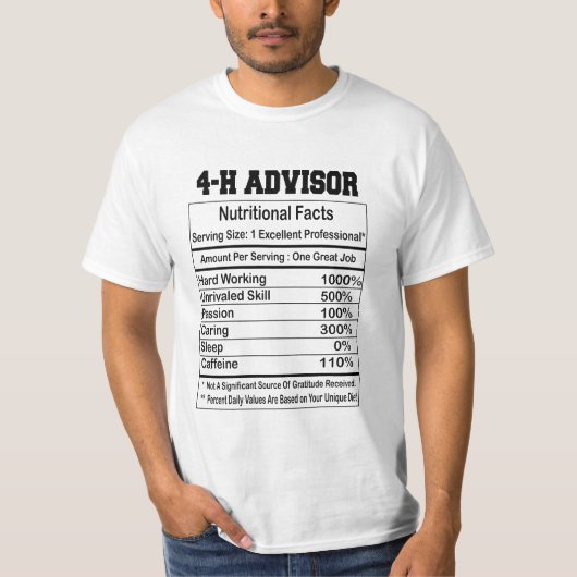 4H Advisor Nutritional Facts Tshirt (Voorkant)