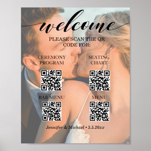 4in1 Ceremony&Seitting Chart&Bar&Menu QR-codefoto Poster (Voorkant)
