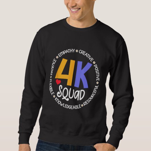 4K Squad Crew Team Teacher Kindergarten Kinder Ele Trui (Voorkant)