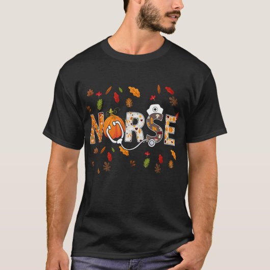 4m85 Nurse Maple Leaf Herfst Autumn Vibes Dankbaar T-shirt (Voorkant)