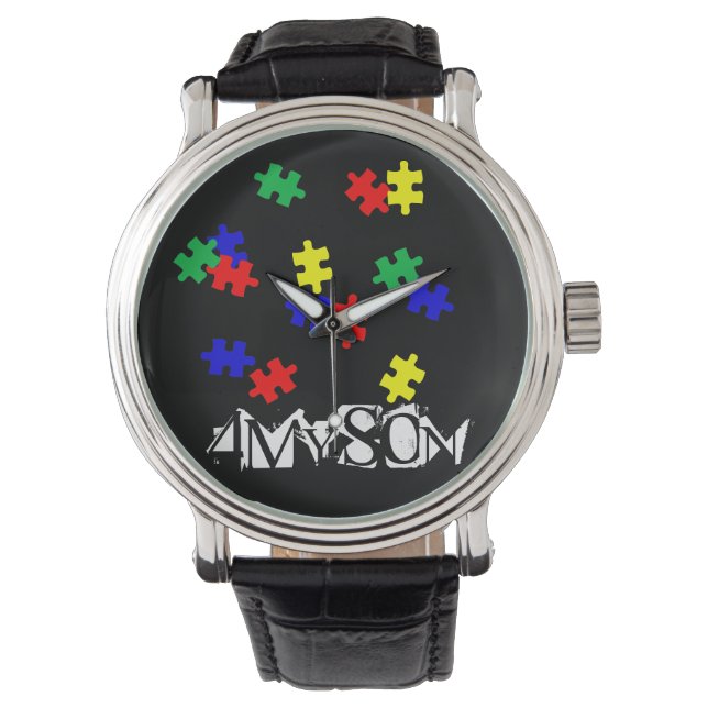 4MySon Autism  lederen riem Horloge (Voorkant)