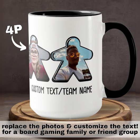 4P Aangepaste Foto Meeple Board Game Group Mok