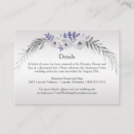 #4Paarse Silver Grey Bloemen Detail Behuizing Kaar Informatiekaartje