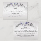 #4Paarse Silver Grey Bloemen Detail Behuizing Kaar Informatiekaartje (Voorkant / Achterkant)