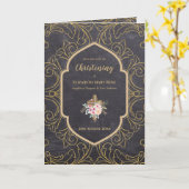 4page CHRISTENING nodigt en Programma  goud uit (Gele Bloem)