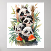 4panda's en een watermeloen poster (Voorkant)