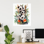 4panda's en een watermeloen poster (Thuiskantoor)