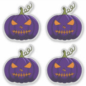 4PC Pompoen Stickers - Halloween Jack-o'-Lantern (Voorkant)