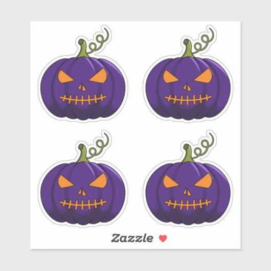 4PC Pompoen Stickers - Halloween Jack-o'-Lantern (Vel)