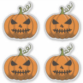 4PC Pompoen Stickers - Halloween Jack-o'-Lantern (Voorkant)