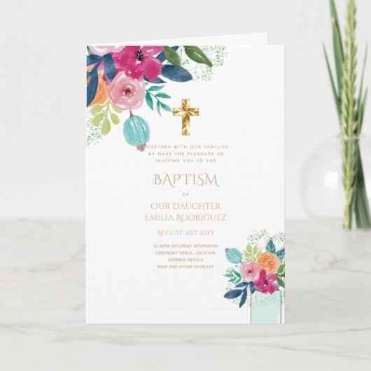 4pg Floral BAPTISM-uitnodigingen - Programma (Voorkant)