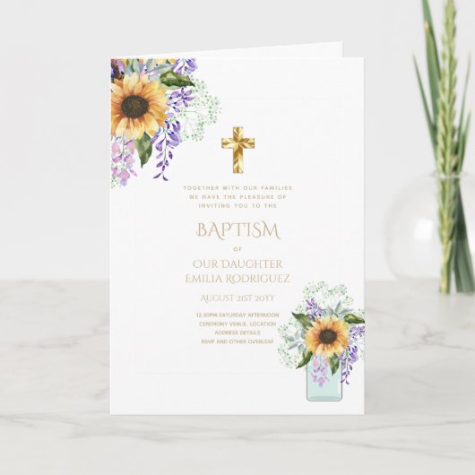 4pg Floral BAPTISM-uitnodigingen - Programma (Voorkant)