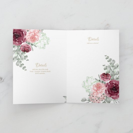 4pg Floral BAPTISM-uitnodigingen - Programma (Binnen)