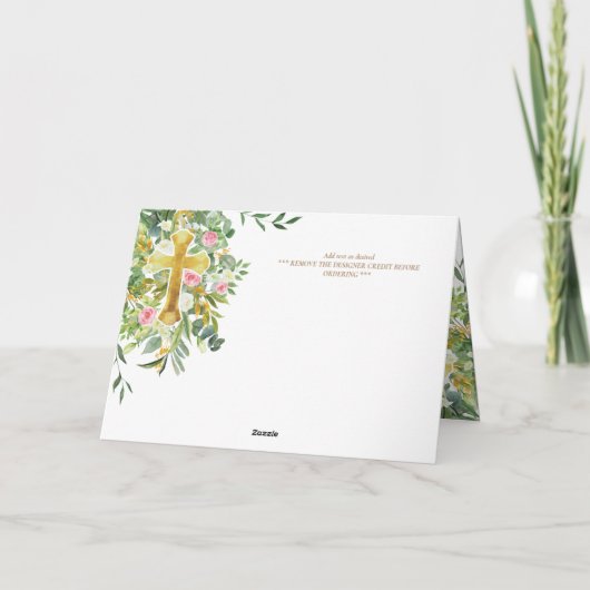 4pg Floral Cross Greenery Wedding Invite Programme Kaart (Achterkant)