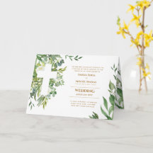 4pg Floral Cross Greenery Wedding Invite Programme