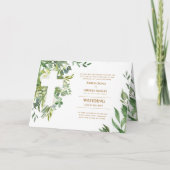 4pg Floral Cross Greenery Wedding Invite Programme Kaart (Voorkant)