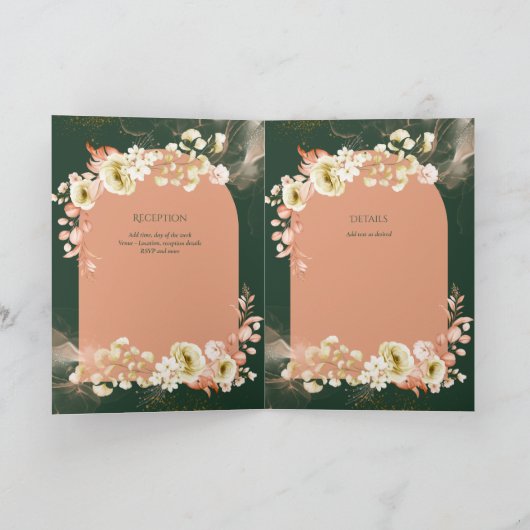 4pg Hispanic Floral Wedding Programme Bilingual Ch Kaart (Binnen)