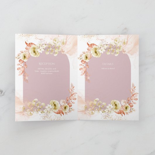 4pg Hispanic Floral Wedding Programme Bilingual Ch Kaart (Binnen)