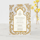 4pg NIKAH WALIMA nodigt Gold  Islamic uit Kaart (Gele Bloem)