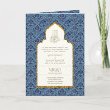 4Pg NIKAH WALIMA Uitnodiging Blauw Sierlijk Islami